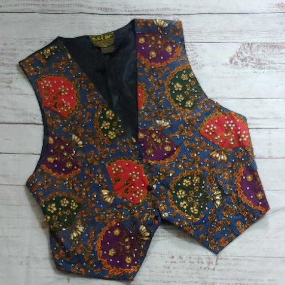 Bali Chic Vintage Beaded Floral Vest - Picture 1 of 6